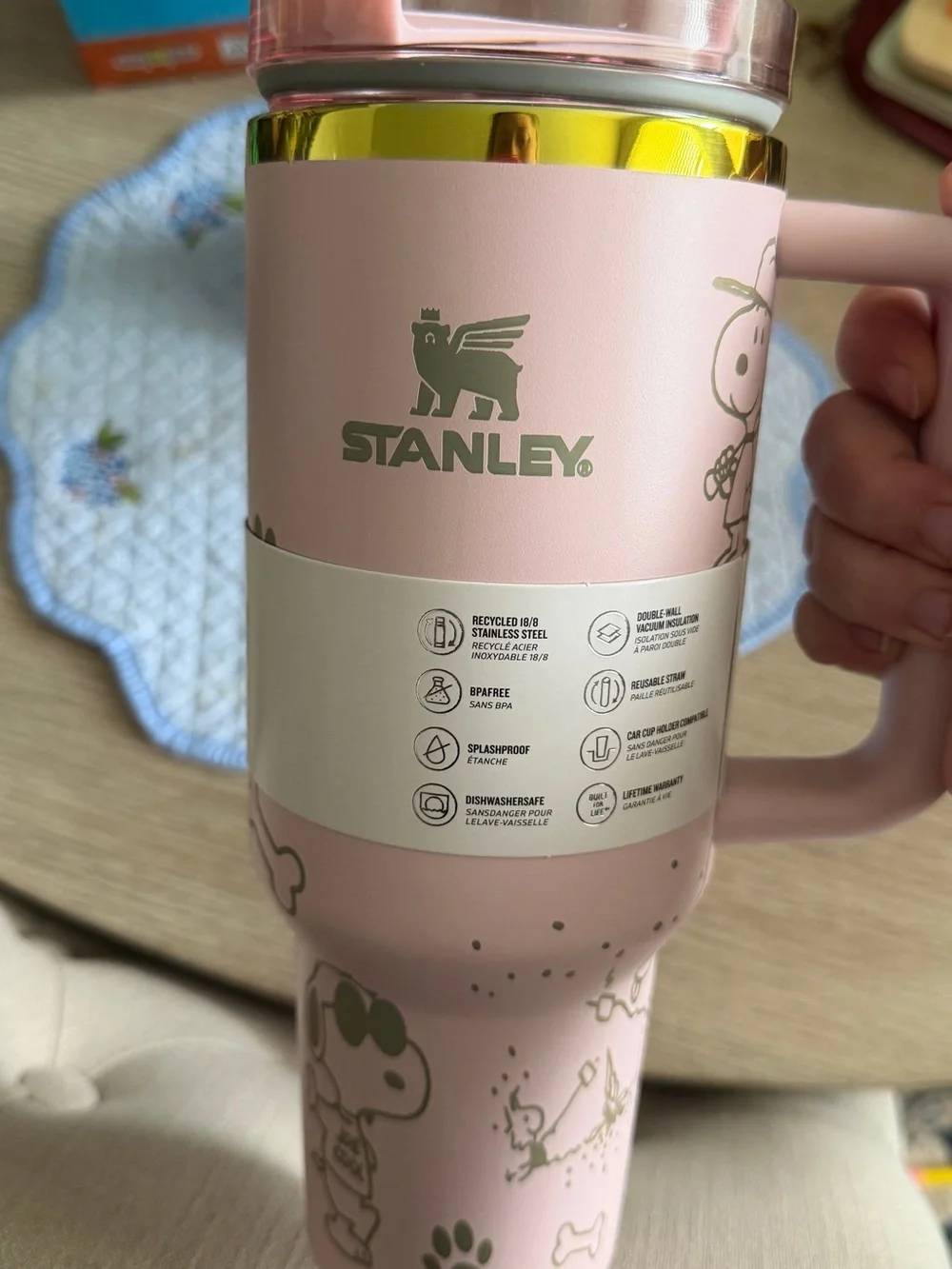 Stanley Pink 40oz with Snoopy Engravings - Picture 2 of 9